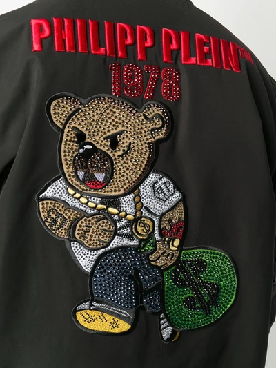 Shop Philipp Plein Teddy Bear Bomber Jacket In Black