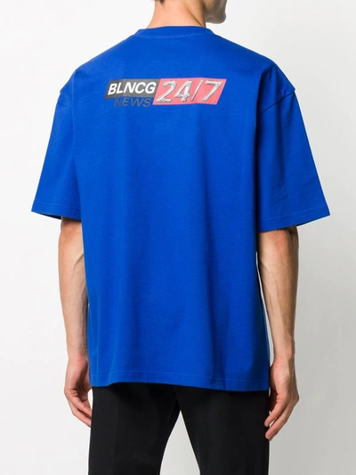 Balenciaga 24 7 News Logo T-shirt Electric Blue | ModeSens