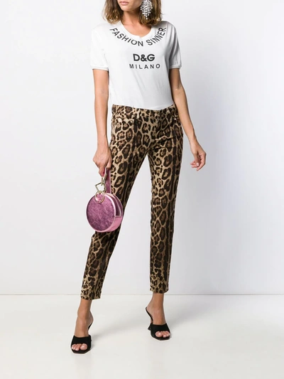 Dolce & Gabbana Leopard Print Cropped Trousers In Neutrals