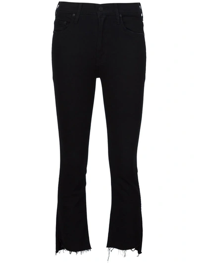Mother The Insider Crop Distressed High-rise Flared Jeans In Black