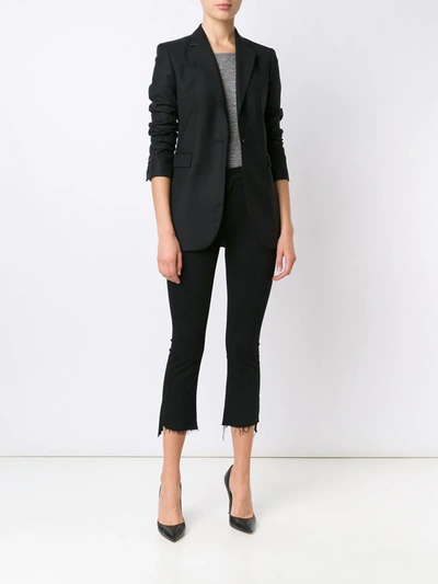 Mother The Insider Crop Distressed High-rise Flared Jeans In Black