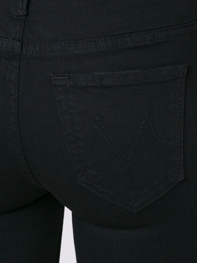 Mother The Insider Crop Distressed High-rise Flared Jeans In Black
