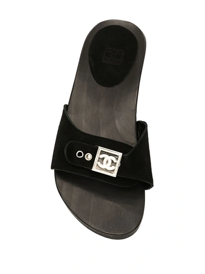 Pre-owned Chanel 2000s Slip-on Open Toe Sandals In Black