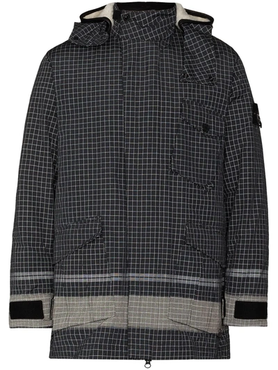 Shop Stone Island Special Checked Hooded Jacket In Black