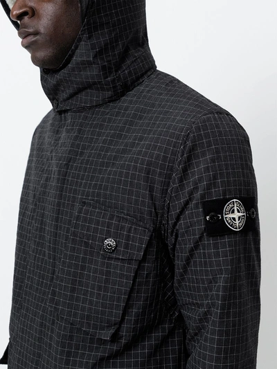 Shop Stone Island Special Checked Hooded Jacket In Black
