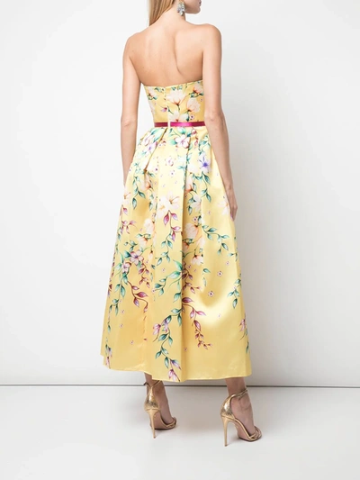 Shop Marchesa Notte Mikado Tea Midi Dress In Yellow