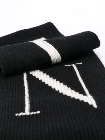 Shop Valentino Logo-jacquard Cashmere-blend Scarf In Black