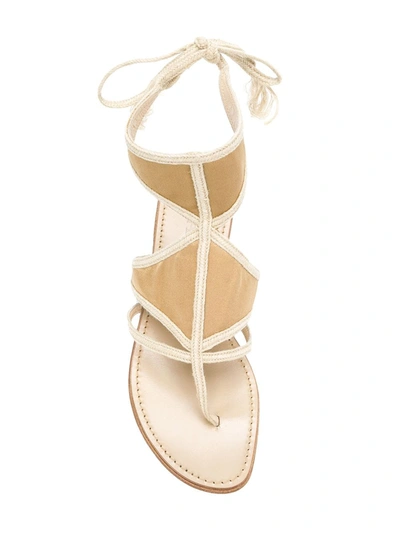 Pre-owned Prada 2000s Cutout Flat Sandals In Neutrals