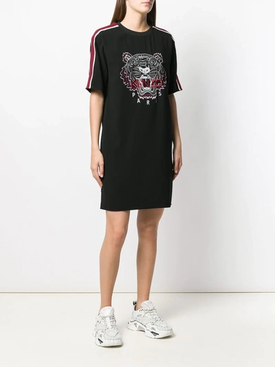 Shop Kenzo Tiger Embroidered T-shirt Dress In Black