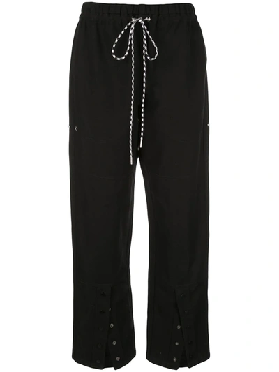 Shop Proenza Schouler Pswl Washed Linen Drawstring Pants In Black