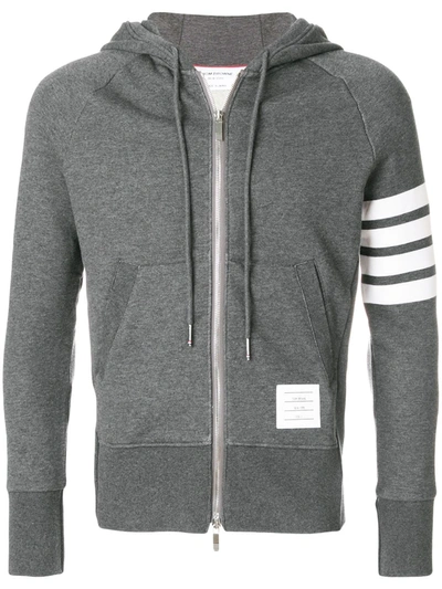 Shop Thom Browne Engineered 4-bar Zip-up Jersey Hoodie In Grey