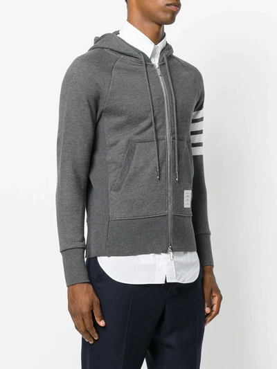 Shop Thom Browne Engineered 4-bar Zip-up Jersey Hoodie In Grey