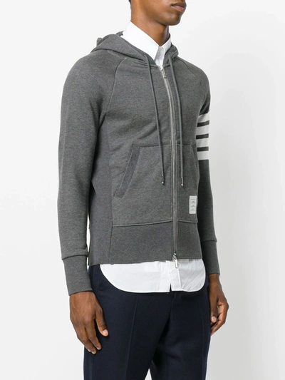 Thom Browne 4-bar Zip-up Hoodie In Classic Loopback In Grey