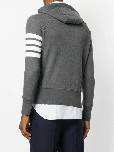 Shop Thom Browne Engineered 4-bar Zip-up Jersey Hoodie In Grey