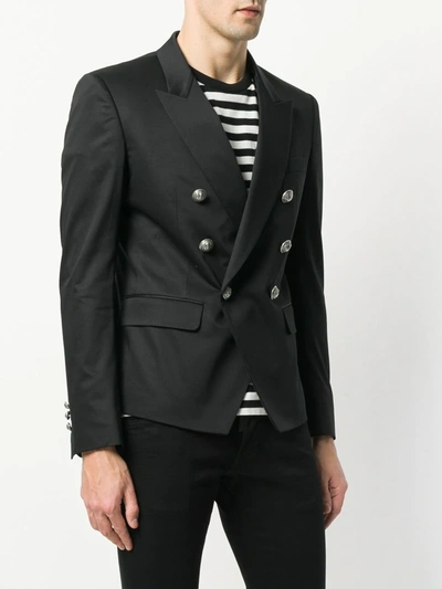 Shop Balmain Double-breasted Blazer In Black