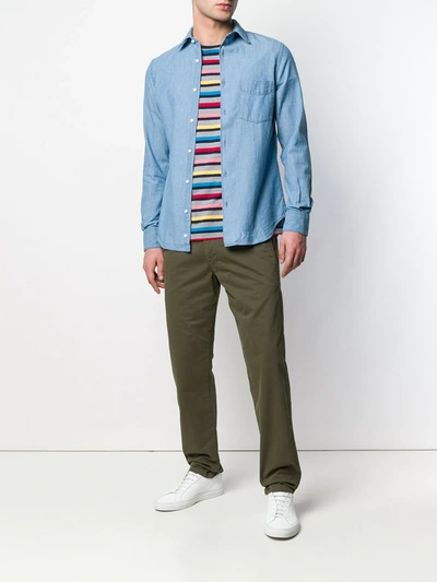 Aspesi Garment Dyed Linen Classic Shirt In Blue