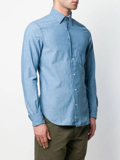 Aspesi Garment Dyed Linen Classic Shirt In Blue