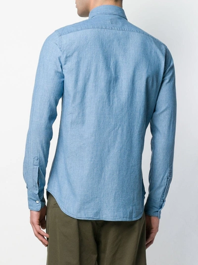 Aspesi Garment Dyed Linen Classic Shirt In Blue