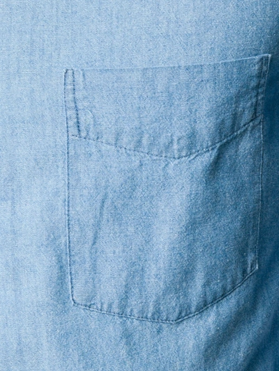 Aspesi Garment Dyed Linen Classic Shirt In Blue
