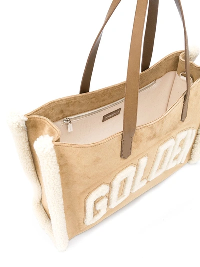 Shop Golden Goose Textured Fleece Logo Tote Bag In Neutrals