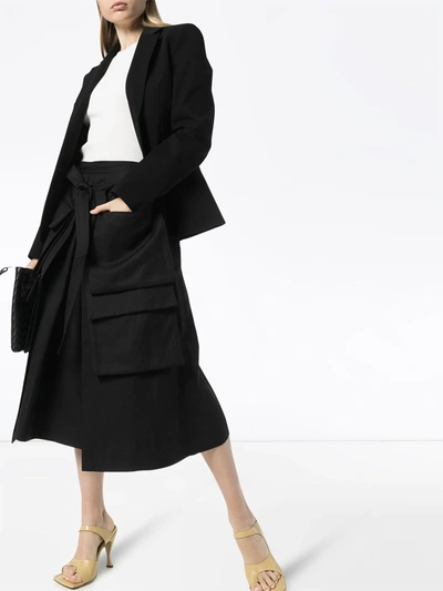 Shop Lemaire High-waist Cargo Pocket Midi Skirt In Black