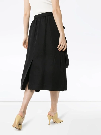 Shop Lemaire High-waist Cargo Pocket Midi Skirt In Black