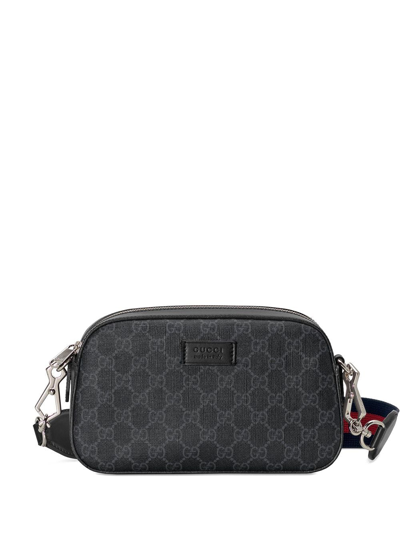 Shop Gucci Gg Supreme Canvas Shoulder Bag In Grey