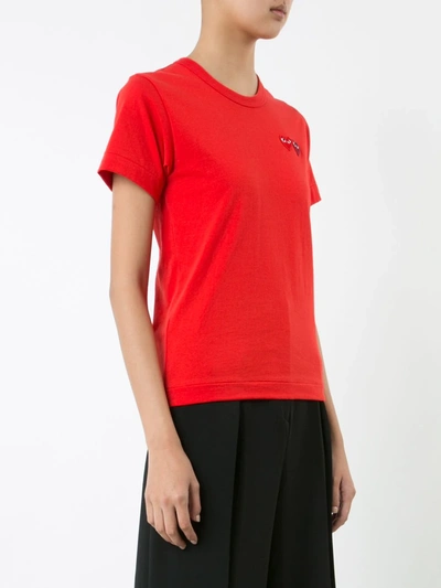 Shop Comme Des Garçons Play Embroidered Heart T-shirt In Red