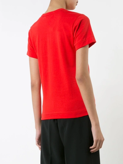 Shop Comme Des Garçons Play Embroidered Heart T-shirt In Red