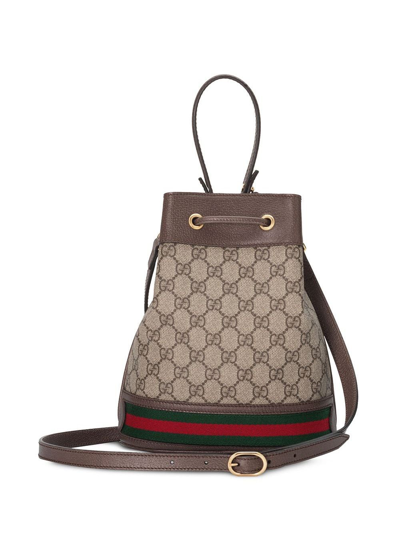Shop Gucci Small Ophidia Bucket Bag In Neutrals
