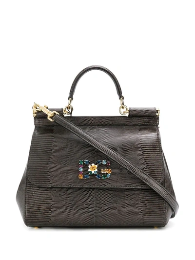 Shop Dolce & Gabbana Sicily Tote Bag In Grey