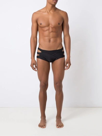 Shop Amir Slama Cut Out Trunks In Black