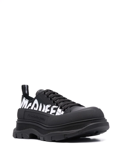 Alexander Mcqueen Men's Tread Slick Leather Low-top Sneakers In Black