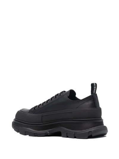 Alexander Mcqueen Men's Tread Slick Leather Low-top Sneakers In Black