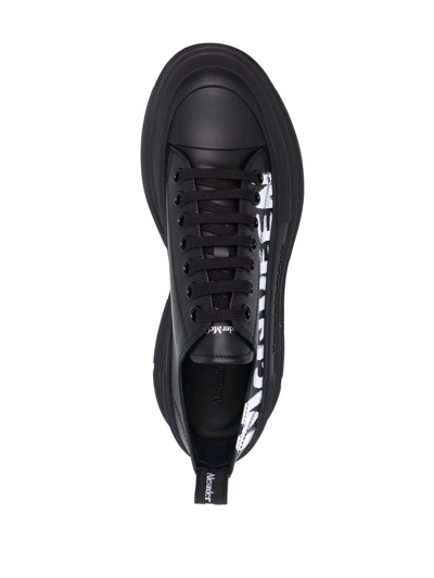 Alexander Mcqueen Men's Tread Slick Leather Low-top Sneakers In Black
