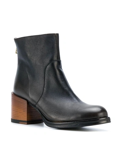 Shop Sartori Gold Block Heel Ankle Boots In Black