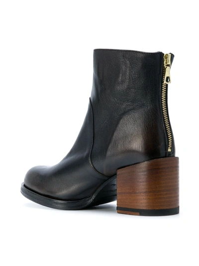 Shop Sartori Gold Block Heel Ankle Boots In Black