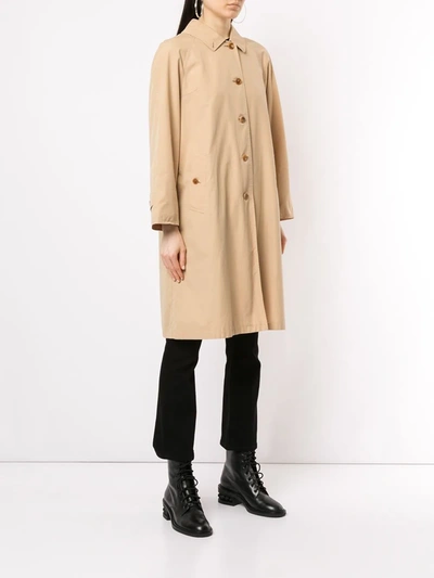 Pre-owned Burberry 1990s Button-pockets Coat In Brown