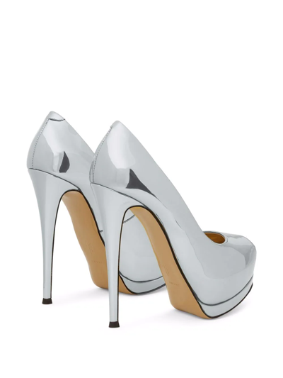 Shop Giuseppe Zanotti Sharon 130mm Peep-toe Pumps In Silver