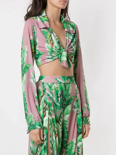 Shop Amir Slama Printed Crop Top In Green