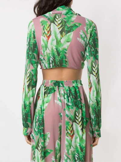 Shop Amir Slama Printed Crop Top In Green