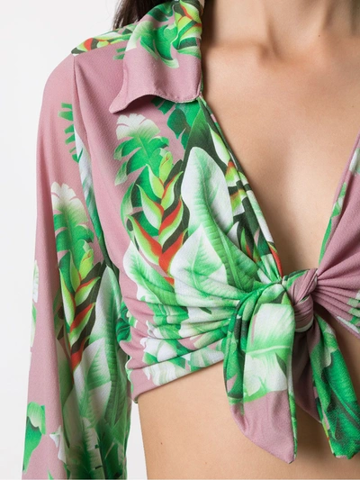 Amir Slama Printed Crop Top In Green