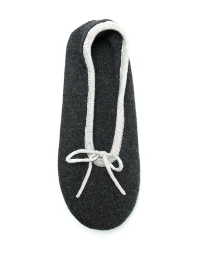 Shop N•peal Bow Tie Slippers In Grey