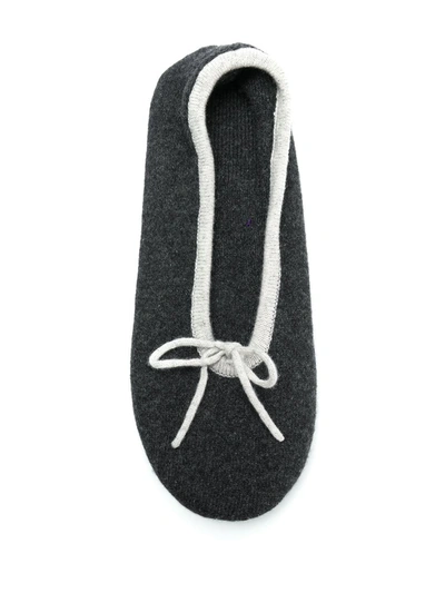 N•peal Bow Tie Slippers In Grey