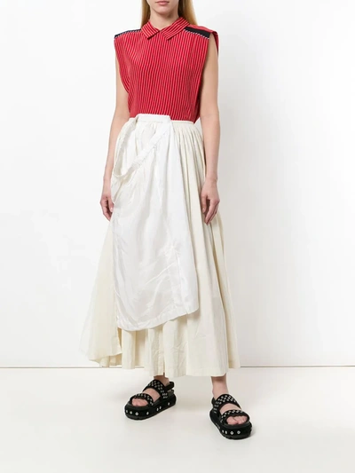 Pre-owned Comme Des Garçons Layered Appliqué Maxi Skirt In Neutrals