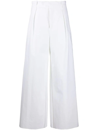 Shop Bottega Veneta High-waisted Wide-leg Trousers In White