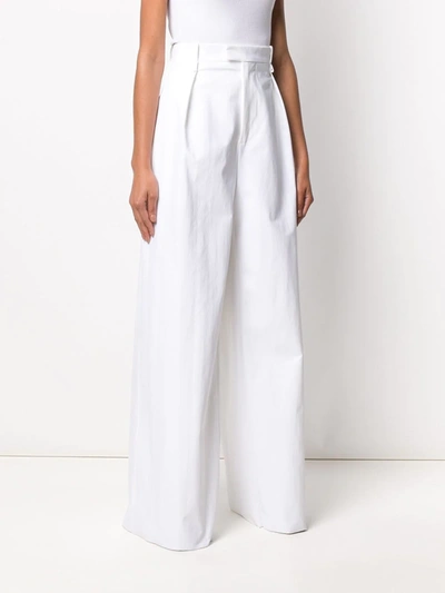 Shop Bottega Veneta High-waisted Wide-leg Trousers In White