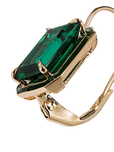 Shop Alison Lou 14kt Gold Emerald Earrings In Green