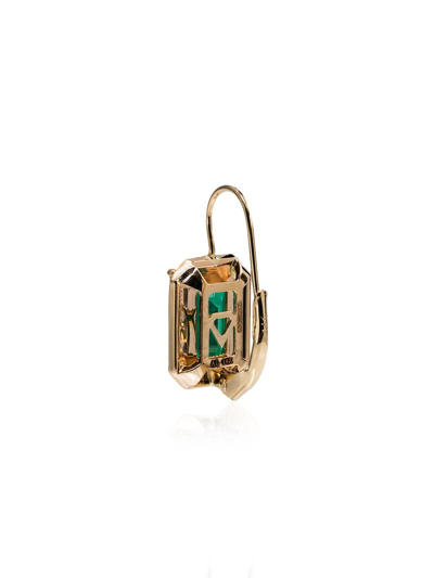 Shop Alison Lou 14kt Gold Emerald Earrings In Green