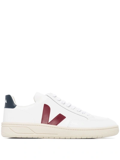 Shop Veja V-12 Leather Sneakers In White